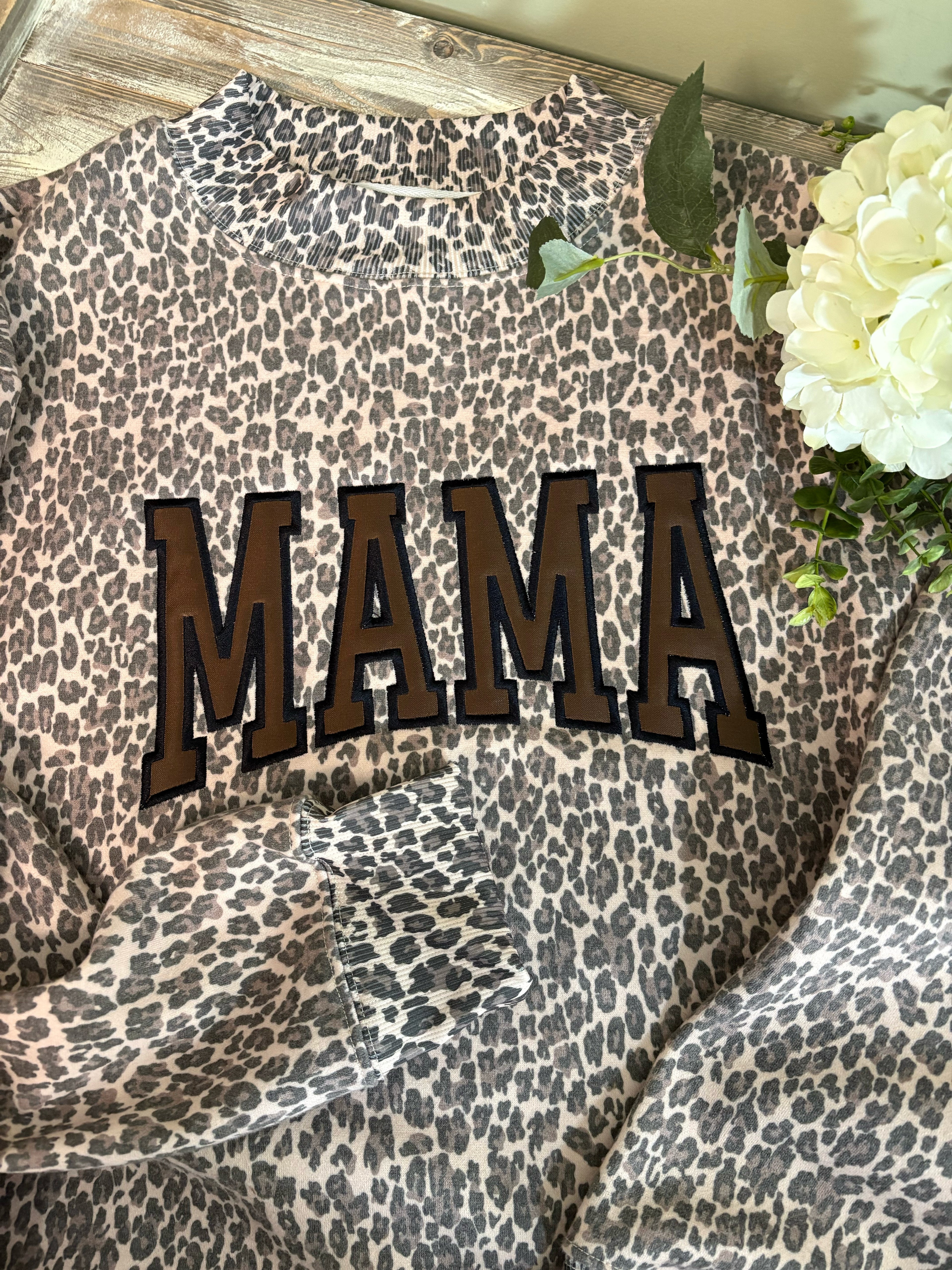 Embroidered mock neck “Mama” Sweatshirt